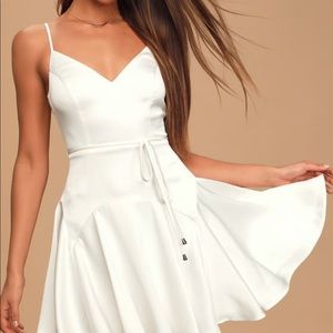 Lulus white ruffle skater dress